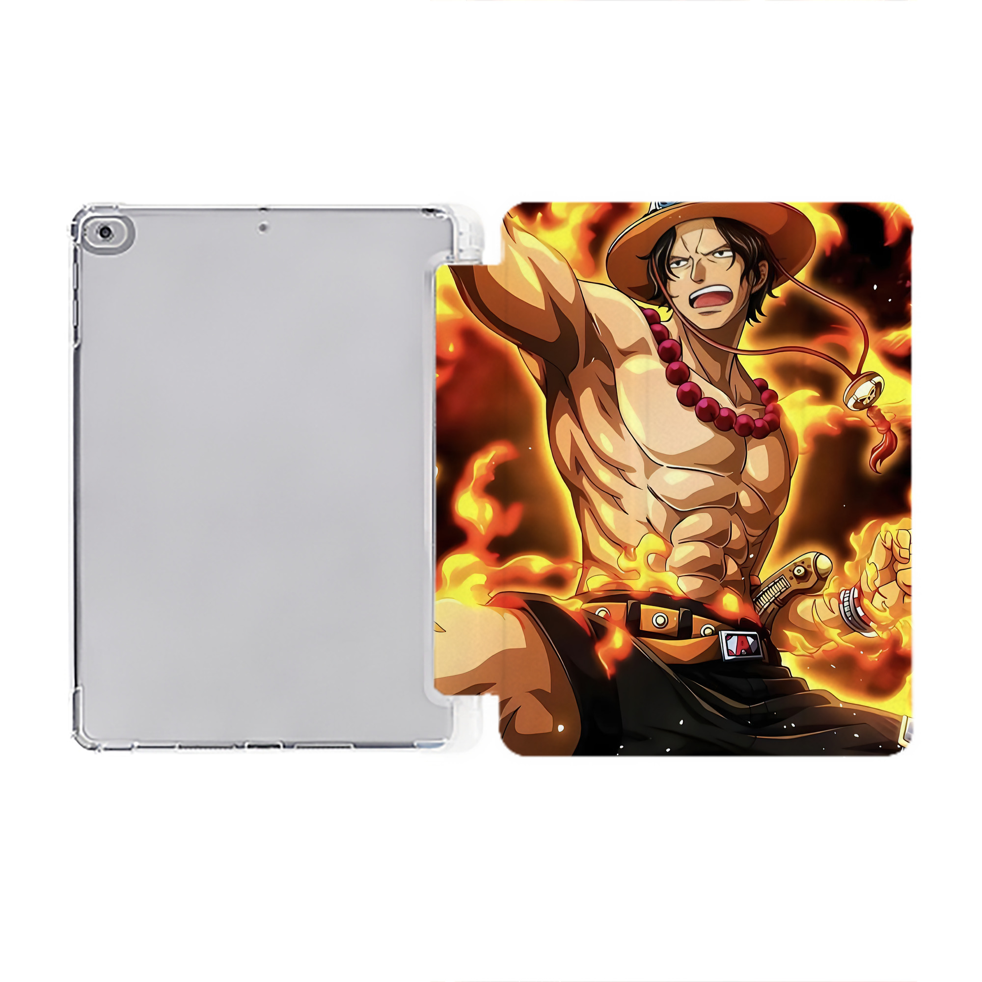ワンピース ONE PIECE IPad ケース ペン収納付き 三つ折りスタンド PUレザー×シリコン 対応機種9.5/10.5/10.9インチ